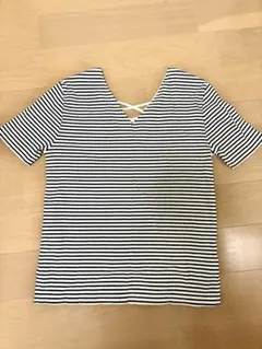AZUL ボーダー柄 レースアップ 半袖Tシャツ