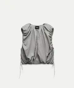 ZARA ギャザー クロップド ナイロン ベスト