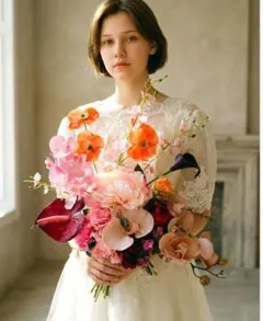 ウェディングブーケ クラッチブーケ　造花 和装ブーケ　 胡蝶蘭　 前撮り