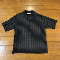 ナノユニバース リネンブレンドピンストライプワイドカラーシャツ