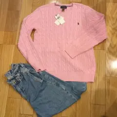 Polo Ralph Lauren ケーブルニット セーター XL ピンク