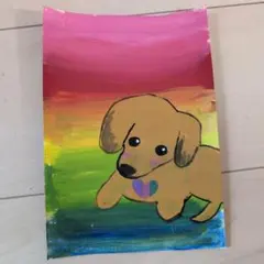 犬のハートは虹色のイラストのサムネイル