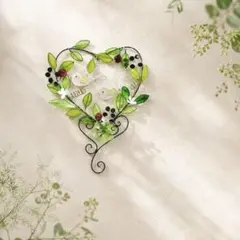 グリーンと小花リース ワイヤークラフト ワイヤーアート ディップ