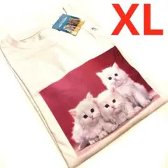 新品 ユニクロ キャット・フォトグラフ ねこ半袖Tシャツ XL ピンク
