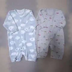 雲柄と車柄ロンパースセット　50-60