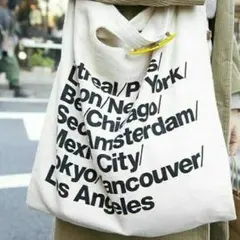 送料無料☆アメリカンアパレルで大人気の英字トートバッグ ショルダーバッグ白