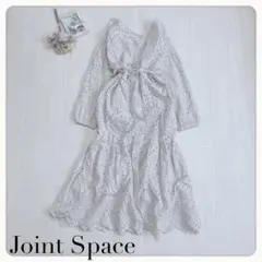 ♢ジョイントスペース×桃 コットンレース美品ロングワンピース Mのサムネイル
