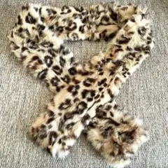【美品】NICE CLAUP  ファー　マフラー　ラビット100% ヒョウ柄