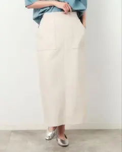 OPAQUE.CLIP42LL麻混ストレッチタイトスカート【洗濯機洗い可】一回着のサムネイル