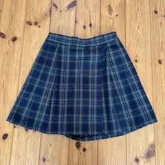 UNIQLO ネイビー チェック柄 プリーツスカート