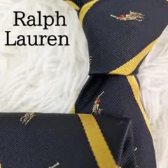 美品◎Ralph Lauren ラルフローレン ネクタイ ストライプ ポニー刺繍
