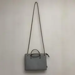 グレー レザー風 ショルダーバッグ