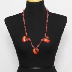 ビンテージ　リンゴモチーフのネックレスとイヤリングセット　レトロポップ