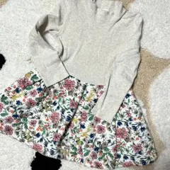 タートルネック花柄ワンピース（長袖）