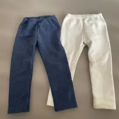 UNIQLOフリースパンツ ネイビー ホワイト 2点セット　100cm