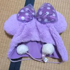 ミニーマウス耳付き帽子 紫色