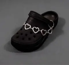 ハートチェーン ジビッツ風 シルバー クロックスアクセサリー サンダルカスタム