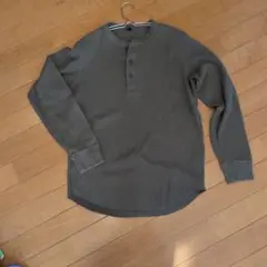 ユニクロUNIQLO ワッフルヘンリーネックTシャツ S