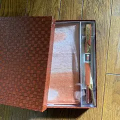 オレンジ系波模様　絹　帯締め　箱入り