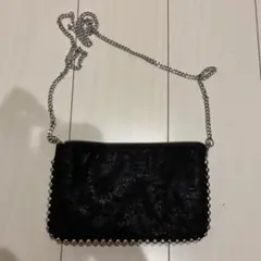 ZARA スタッズ チェーン ショルダーバッグ ブラックのサムネイル