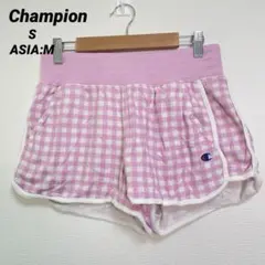 チャンピオン ショートパンツ パイピング ギンガムチェック M 部屋着 ピンク