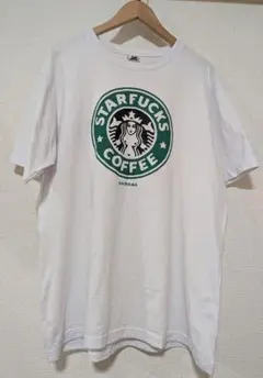 【STAR FUCKS】パロディTシャツ　ホワイト