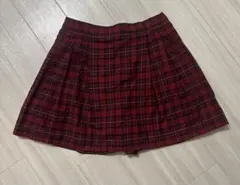 赤と黒のチェック柄 プリーツスカート 160cm