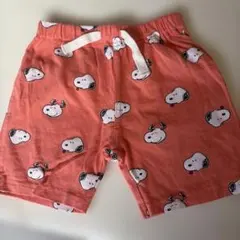 スヌーピー柄 総柄スパッツハーフパンツ 100cm オレンジ