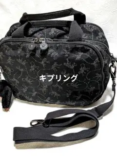 キプリングショルダーバッグ黒いナイロン ゴリラチャーム付き　りえ様専用ページ