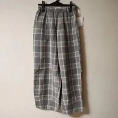 新品　ルピリアン　LUPILIEN　麻　綿　コットンパンツ　チェック　グレー系