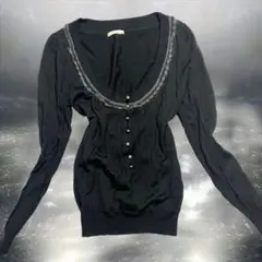 00s レース　フリル　ニット　ダークコア　ダークコケット　y2k ゴスロリ