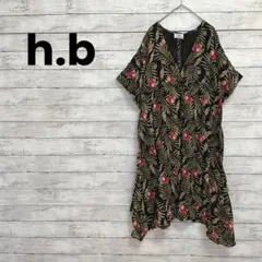 【h.b】エイチビー　ワンピース　花柄　総柄　カシュクール風　リゾートにも✨のサムネイル