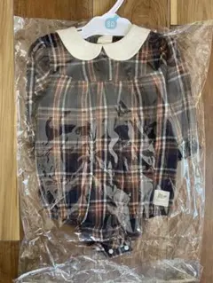 【新品未使用】nicotito チェック柄ロンパース 80