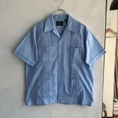 00s vintage】リネン×レーヨン キューバシャツ ギャバジャン 50s