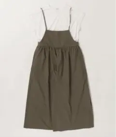 coen フレンチスリーブTシャツ×ギャザーサロペットセット オリーブ