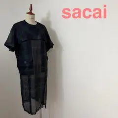 sacai サカイ シアープリーツワンピース チェック アシンメトリー