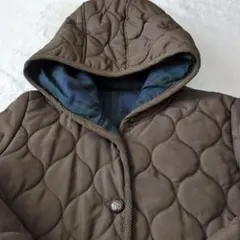 ブラウンキルティングジャケット フード付き