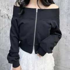 INGNI オフショルダー ジップアップ スウェット