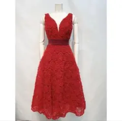 美品 タダシショージ レースピンタックジャージー フレアワンピース