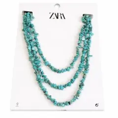 ​【新品未使用】ZARA ターコイズブルー 3連ボリュームネックレス 完売品