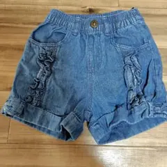 フリル付きデニムショートパンツ 120cm