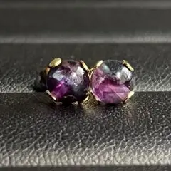 天然石ピアスNO.344 「天才の石」フローライト　蛍石5.8mm パープル