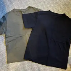 GU カーキ　ブラック コットンTシャツ 2枚セット