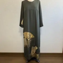 ともちん様専用 着物リメイク 大島紬のワンピース 秋名バラ×黒無地
