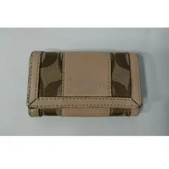 本物コーチCOACH本革レザーキーケース茶ブラウンベージュ６連小物 男女兼用