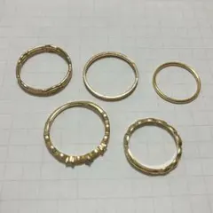 【リング・指輪】ゴールドカラー 5点セット