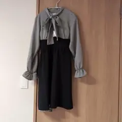 ANOTHER BRANCH リボン付きワンピース グレーとブラック