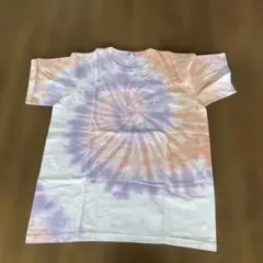 オレンジ紫タイダイTシャツ Mサイズ　綿100%
