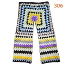 手編み グラニースクエア ロング パンツ モチーフ カジュアル クロシェパンツ