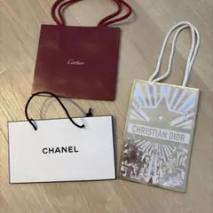 Cartier CHANEL CHRISTIAN DIOR ショップ袋 3点